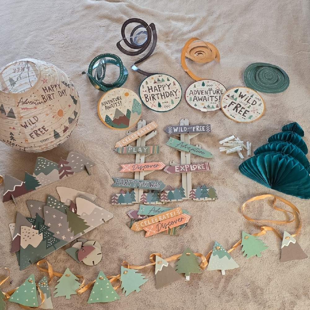 Outdoor Adventure Birthday Party Decorations - Green, Teal, Brown